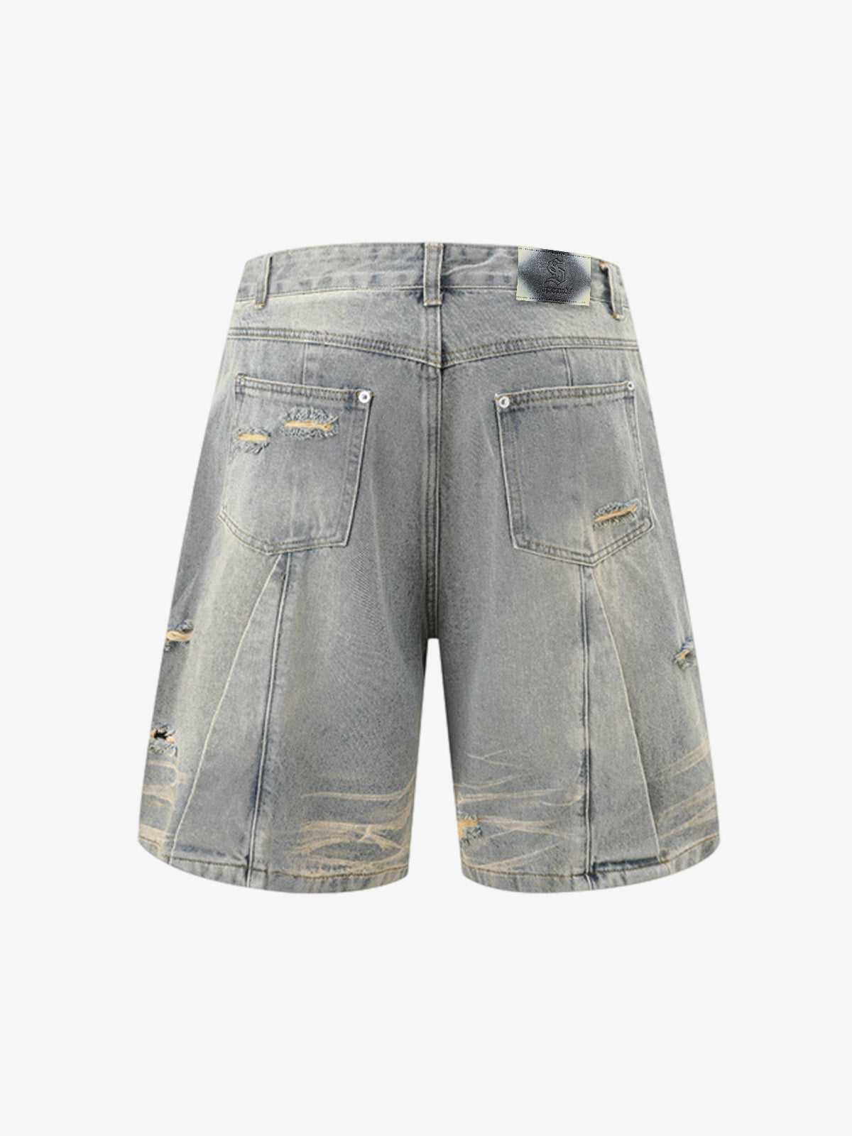 Washed Black Branch Print Deconstructed Denim Set 