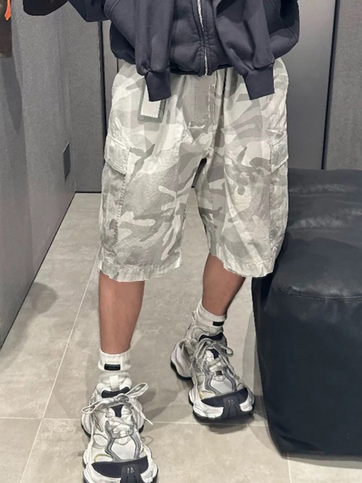Drawstring Camouflage Cargo Shorts 