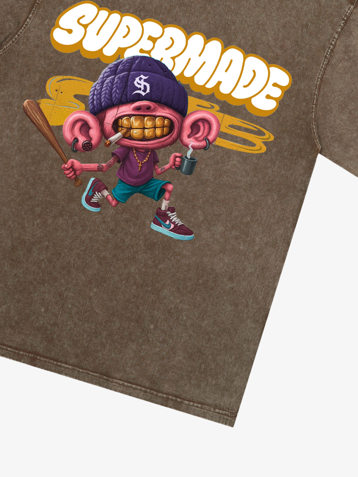 Thesupermade Cartoon Graffiti Baseball Cool Boy T-shirt 