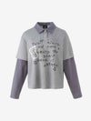 Cartoon Letter Graphic Striped Layered Long Sleeve Tee