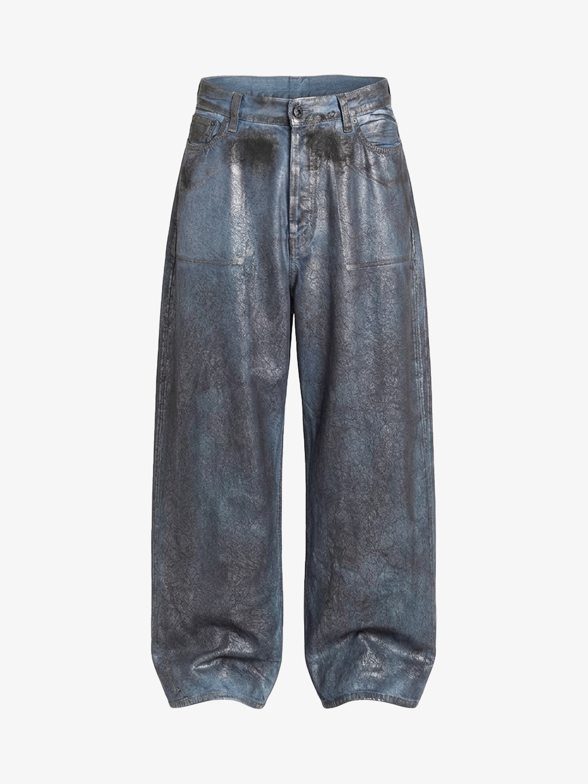 Heavyweight Washed Coated Wide-Leg Jeans