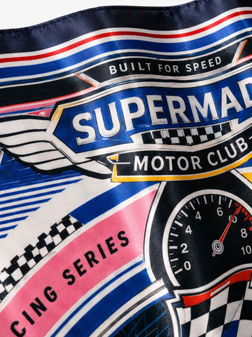 Checkerboard Racing Emblem Silk Scarf