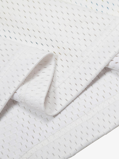 Polyester Mesh Sports Jersey with Bold Graphic Print and V-Neck Design 