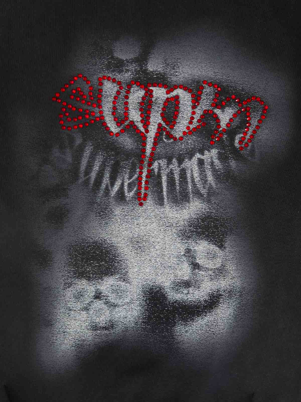 Rhinestone Letter Airbrush Graphic Pullover Hoodie 