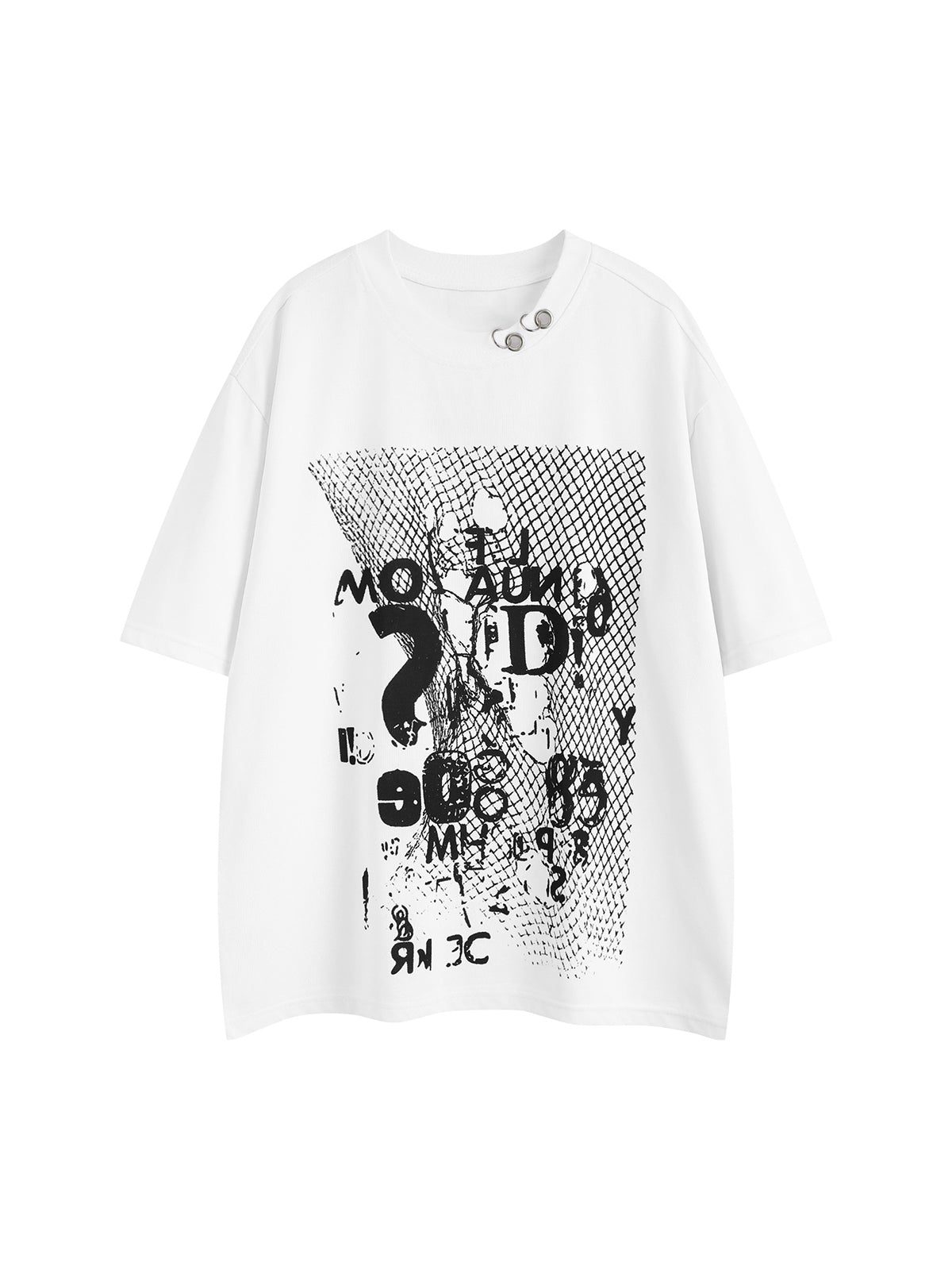 Retro Letter Print Rivet T-shirt