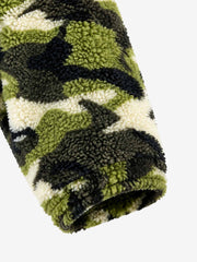Camo Embroidered Letter Stand-Collar Fleece Coat