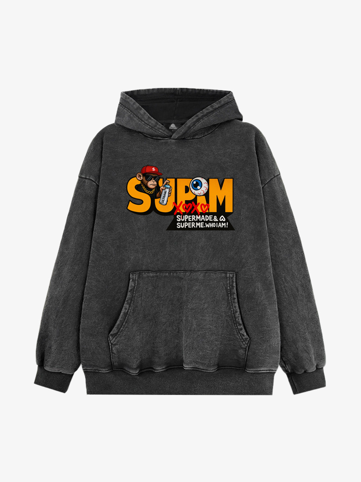 Supermade Hip-hop Monkey Graffiti Hooded Sweatshirt 