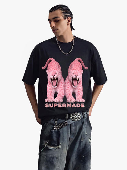 Vintage Pink Leopard Graphic T-Shirt 
