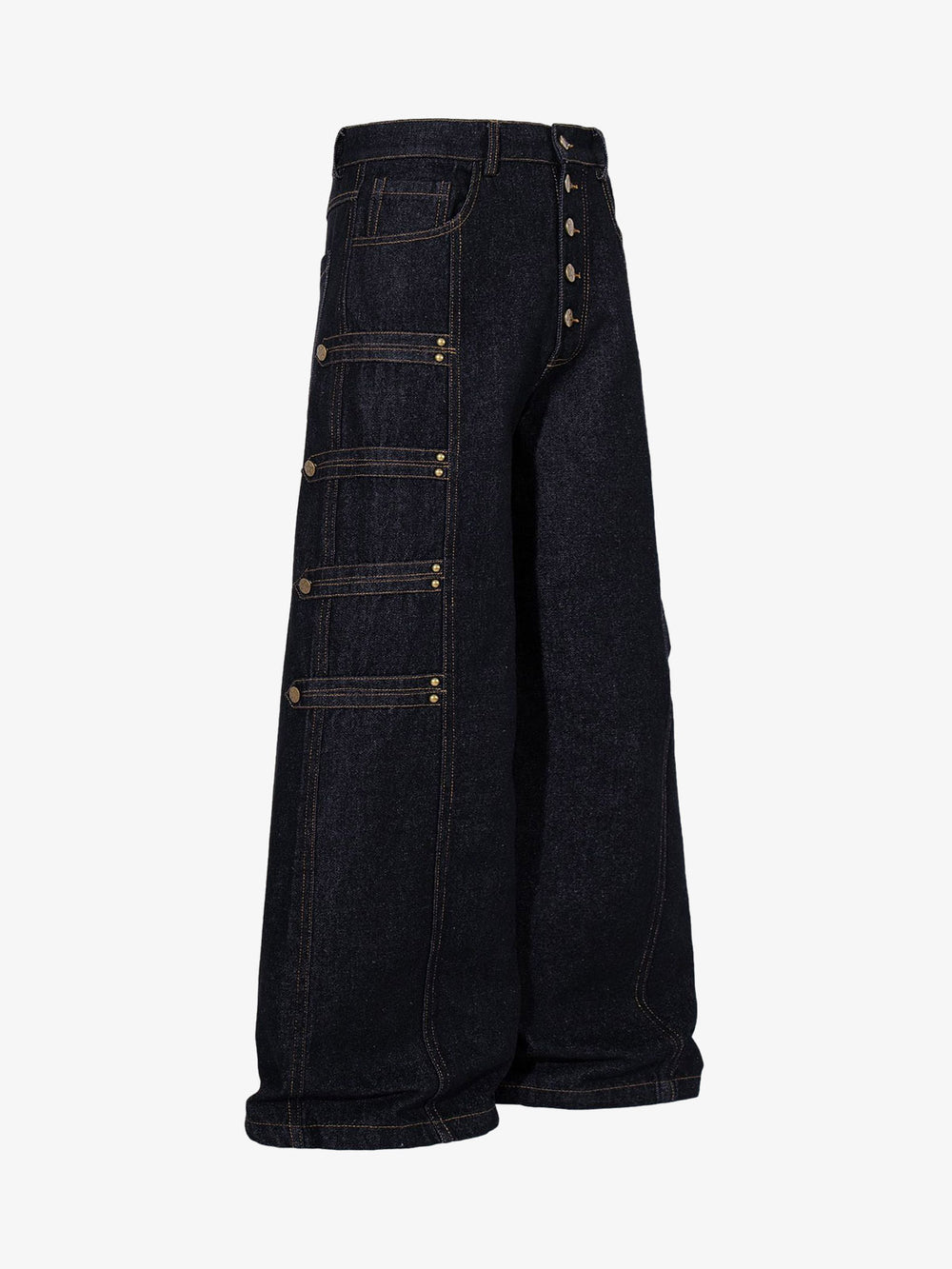 Napoleonic Studded Wide-Leg Jeans