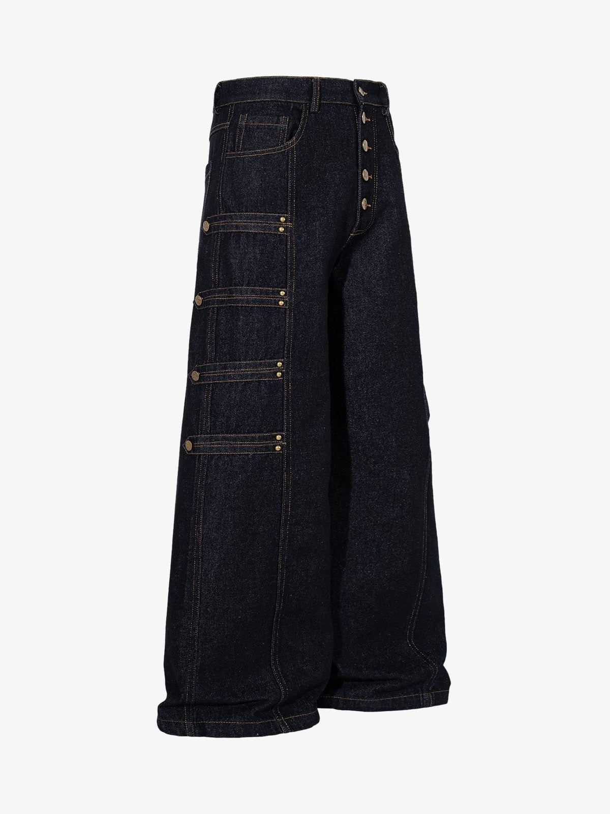 Napoleonic Studded Wide-Leg Jeans