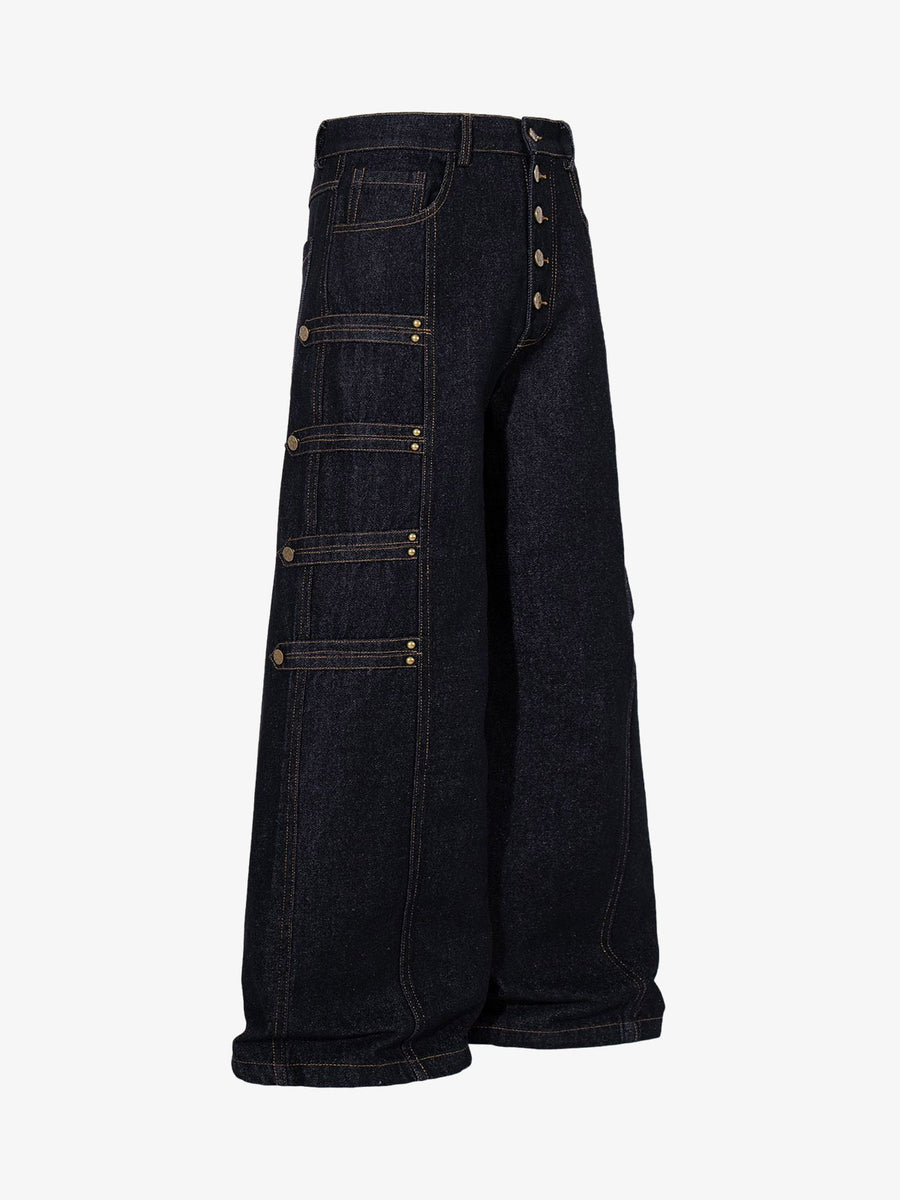 Napoleonic Studded Wide-Leg Jeans