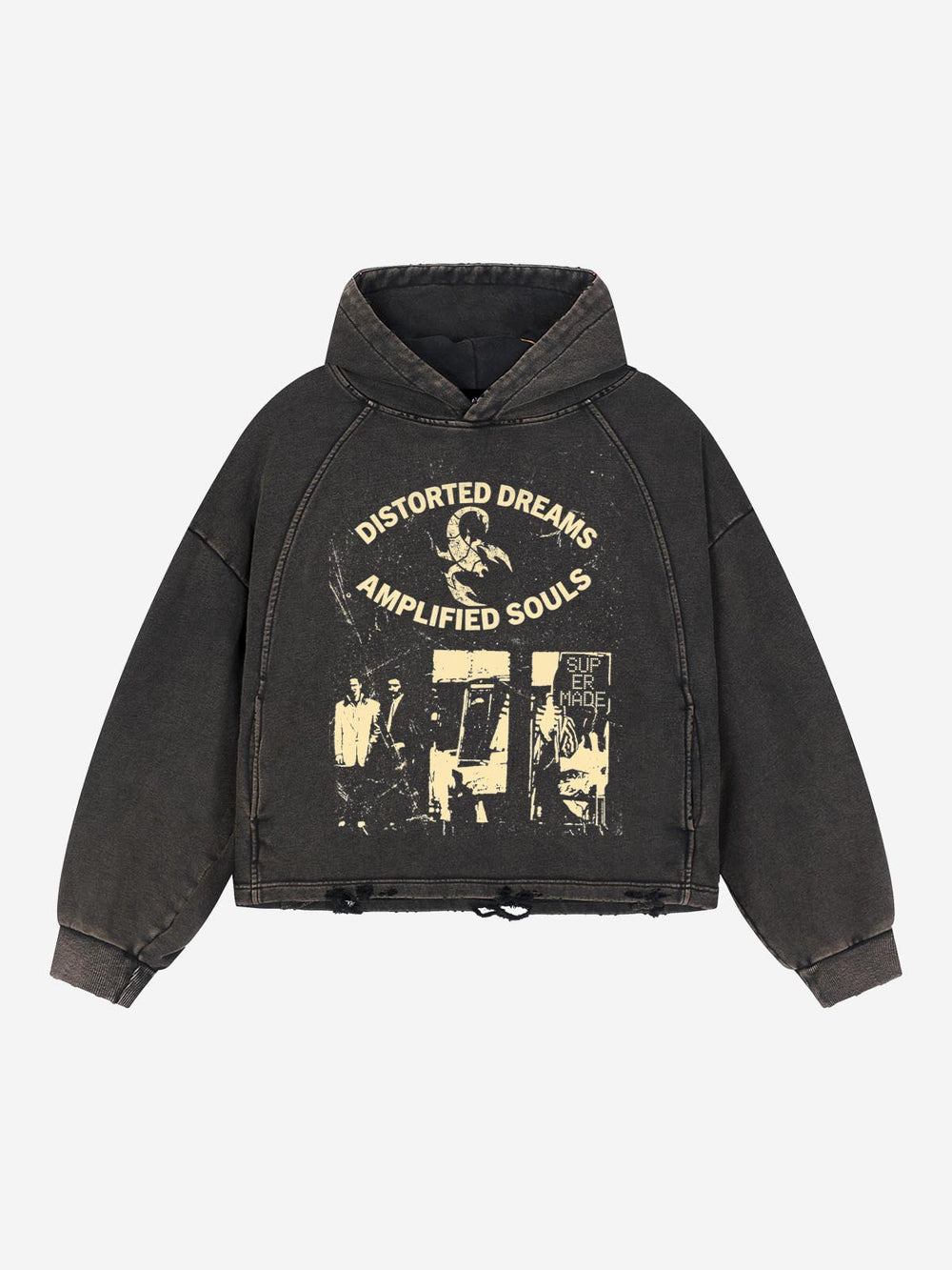 Scorpion Graphic Washed Distressed Hoodie