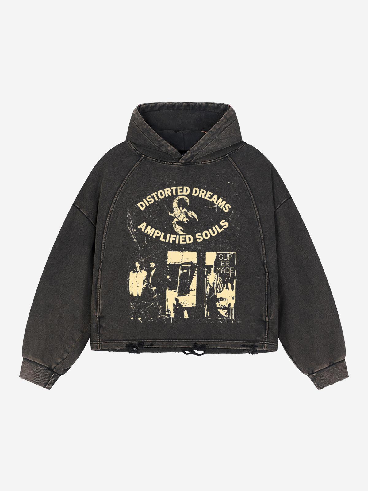 Scorpion Graphic Washed Distressed Hoodie