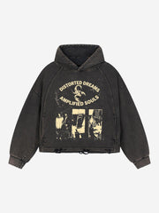 Scorpion Graphic Washed Distressed Hoodie