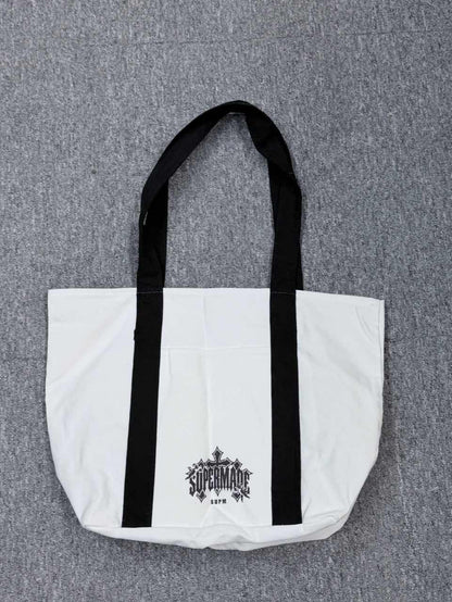 Canvas-Tragetasche mit schwarzen Gurten – Strapazierfähige Schultertasche aus Baumwoll-Canvas für den täglichen Gebrauch, zum Einkaufen und auf Reisen