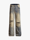 Vintage Distressed Ripped Wide Leg Jeans