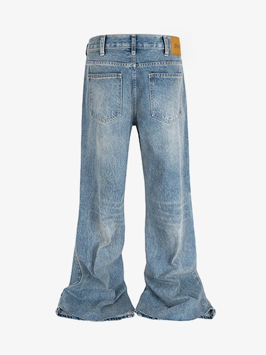 Washed Whitened Flared Jeans 