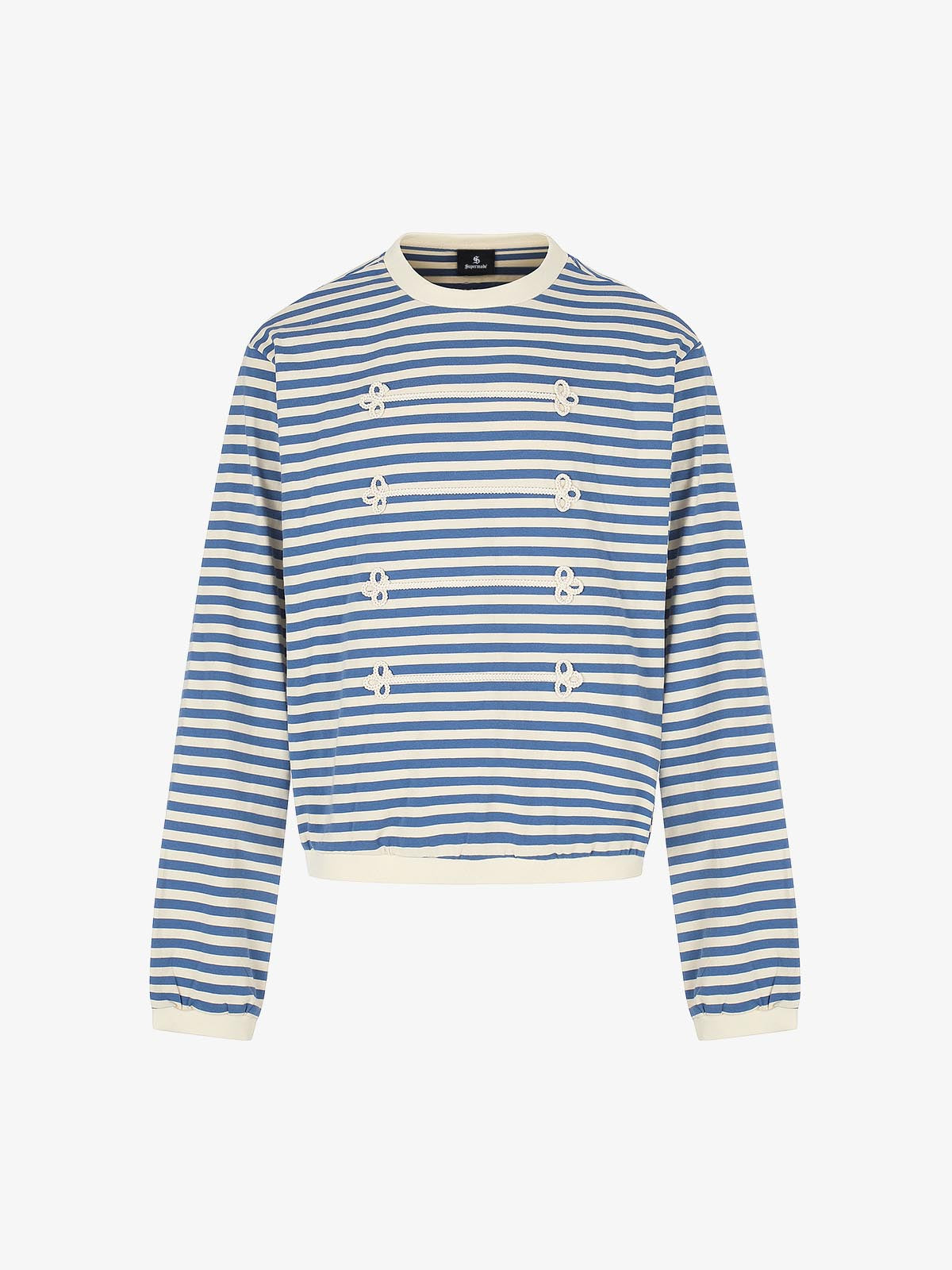 Striped Frog-Button Long Sleeve Tee