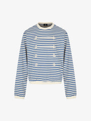 Striped Frog-Button Long Sleeve Tee