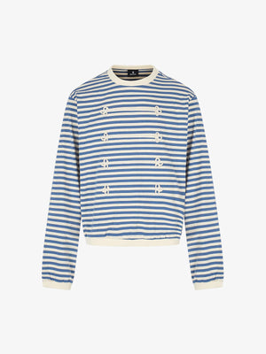 Striped Frog-Button Long Sleeve Tee