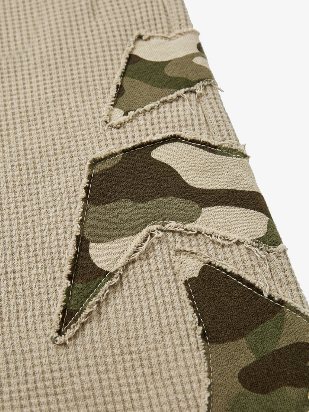 Waffle-Knit Camo Appliqué Embroidered Hoodie & Wide-Leg Sweatpants Set