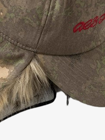 Camo Faux Fur Trim Hat