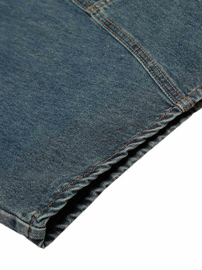 Washed Deconstructed Split Scimitar Baggy Barrel Jeans 
