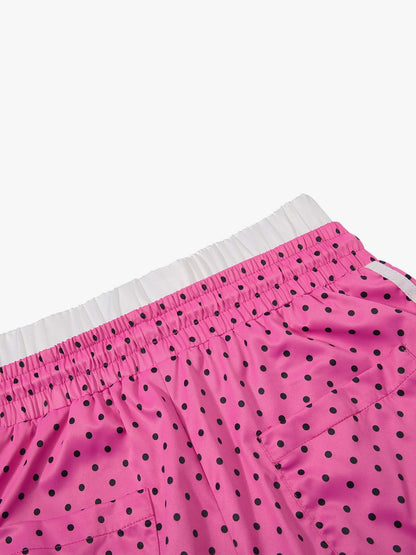 Retro Polka Dot Side Stripe Drawstring Baggy Pants 