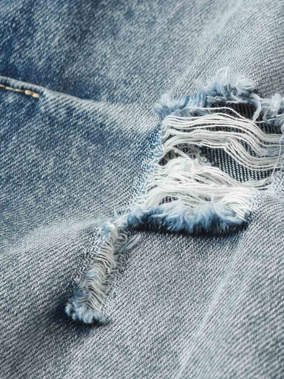 Distressed Patchwork Barrel Baggy Jeans
