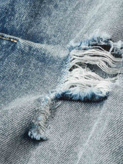 Distressed Patchwork Barrel Baggy Jeans