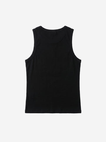Stretch ribbed fabric punk y2k streetwear vest, adorned with metal buttonholes and letter embroidery.
