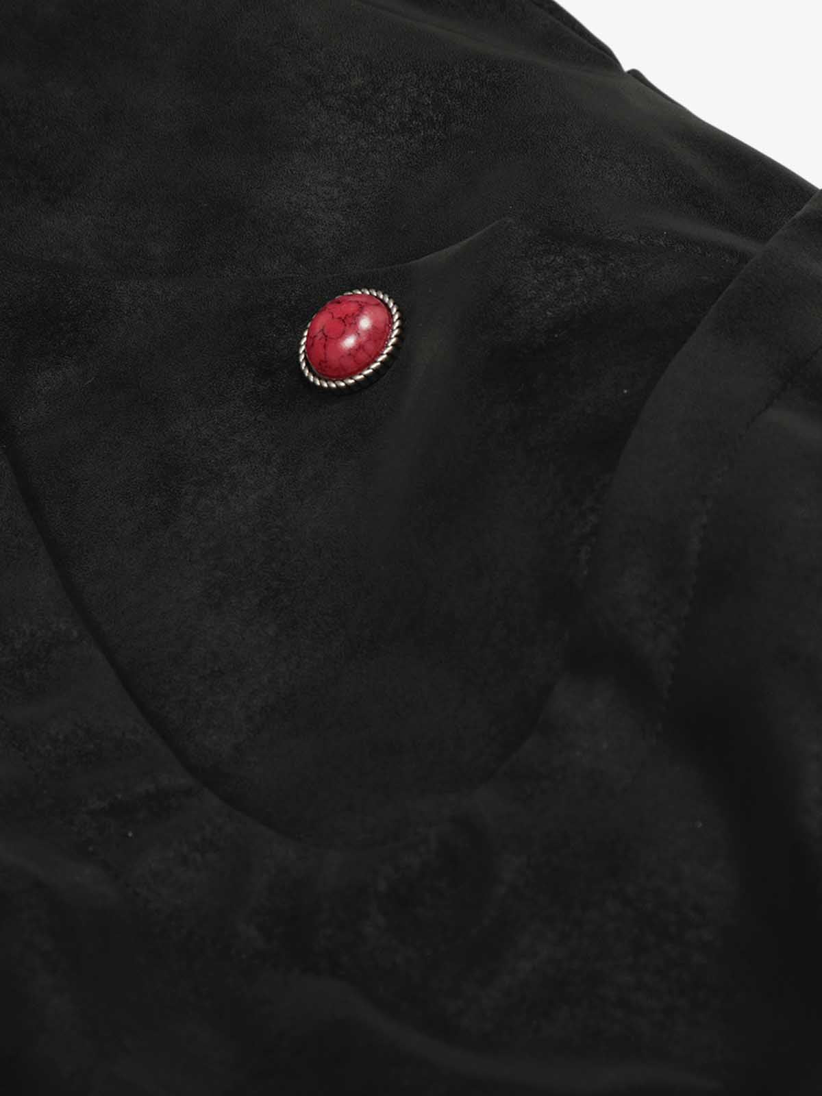 Retro Suede Faux Fur Collar Fleece Zip Up Bomber Jacket 