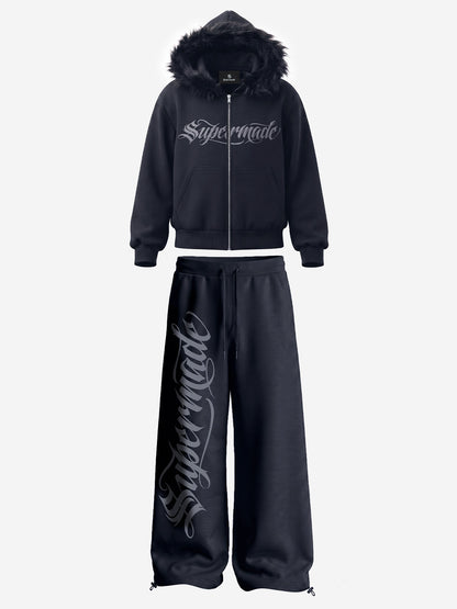 Fleece Hoodie Cardigan Tracksuit