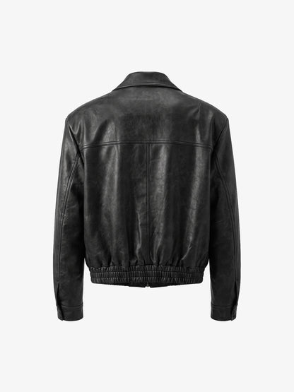 Cross Embroidered Color Block Cropped Biker Jacket