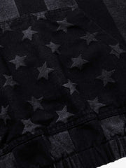 Distressed Star Print Denim Boxy Hoodie