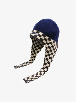 Stylish Checkerboard Beanie with Ear Flaps for Winter Fashion 