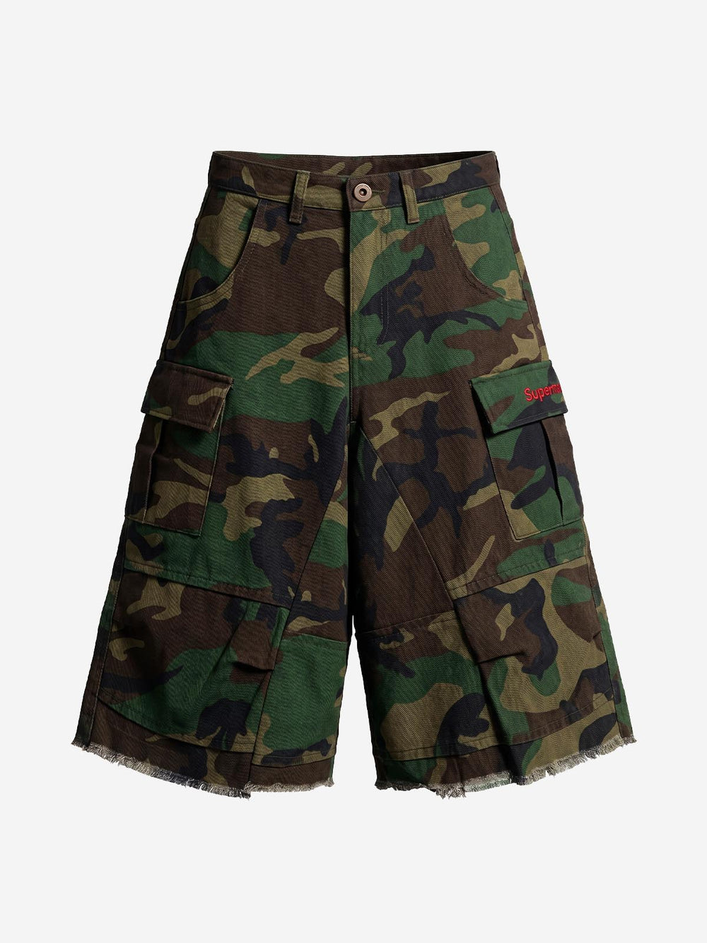 Vintage Camo Frayed Hem Cargo Shorts