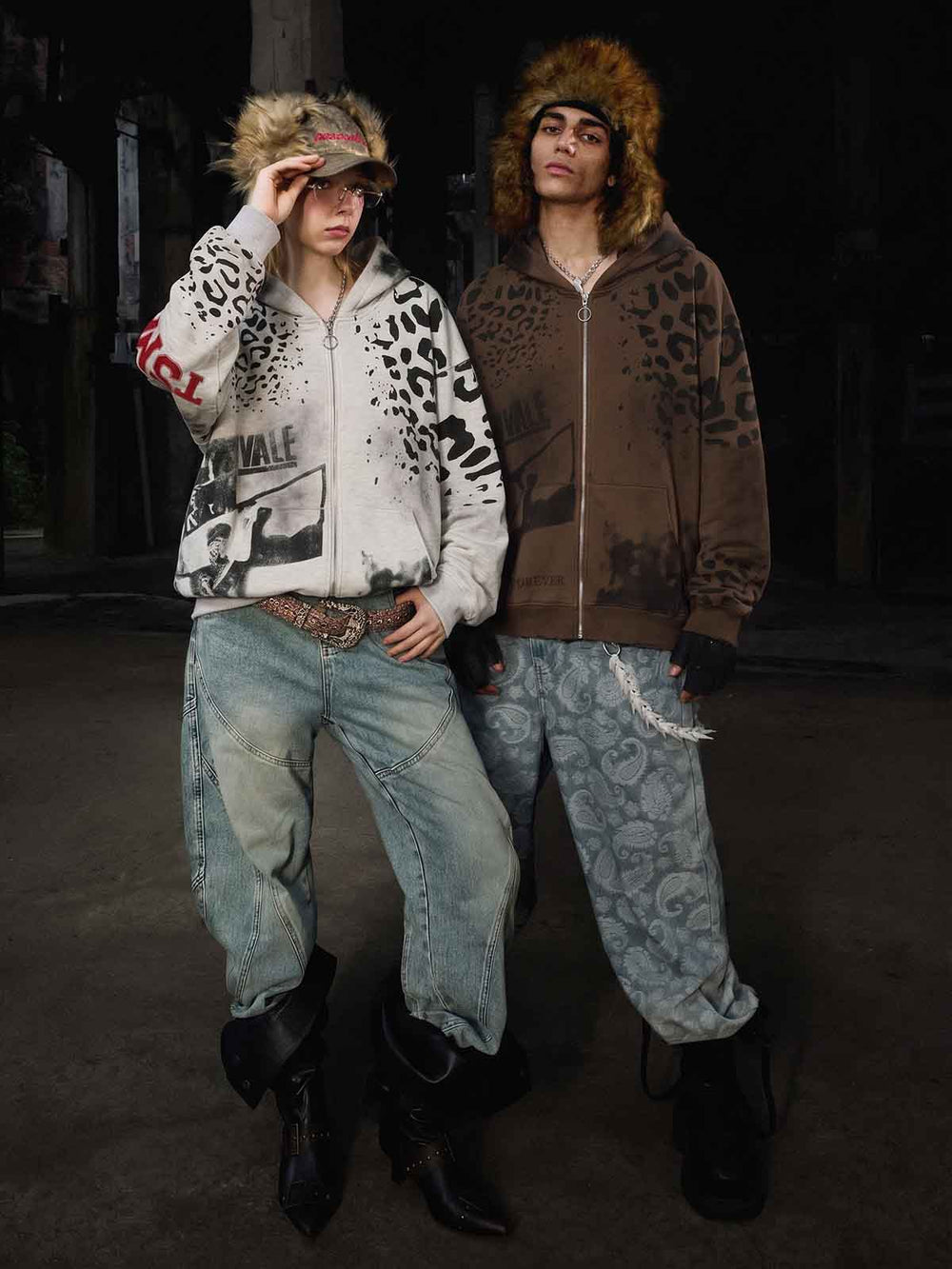 Leopard Logo Appliqué Distressed Hoodie