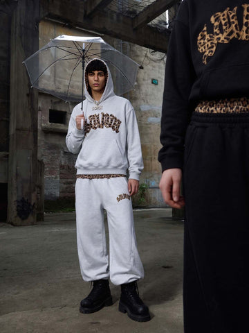 Leoparden-Patchwork-Hoodie & Hosen-Set