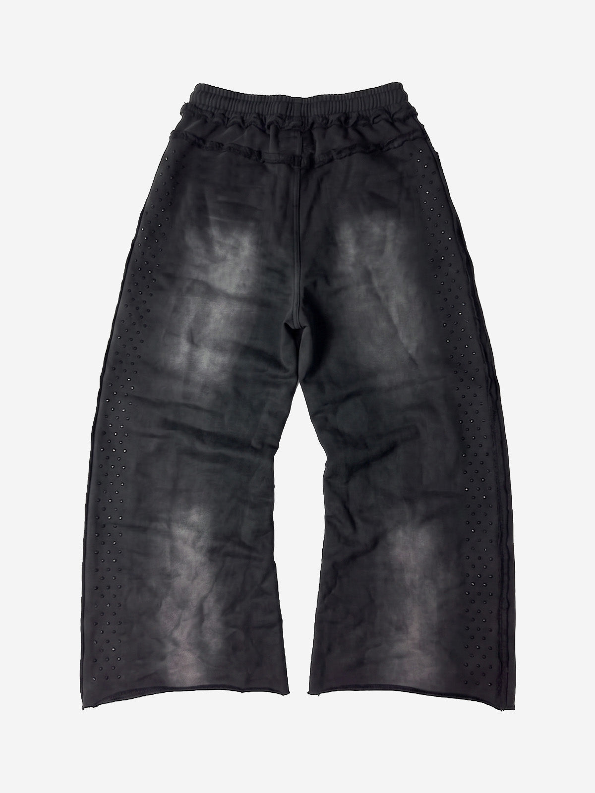 Washed Distressed Rhinestone Trim Sweatpants 