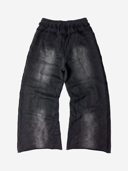 Washed Distressed Rhinestone Trim Sweatpants 