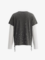 T-shirt à manches longues effet usé deux pièces