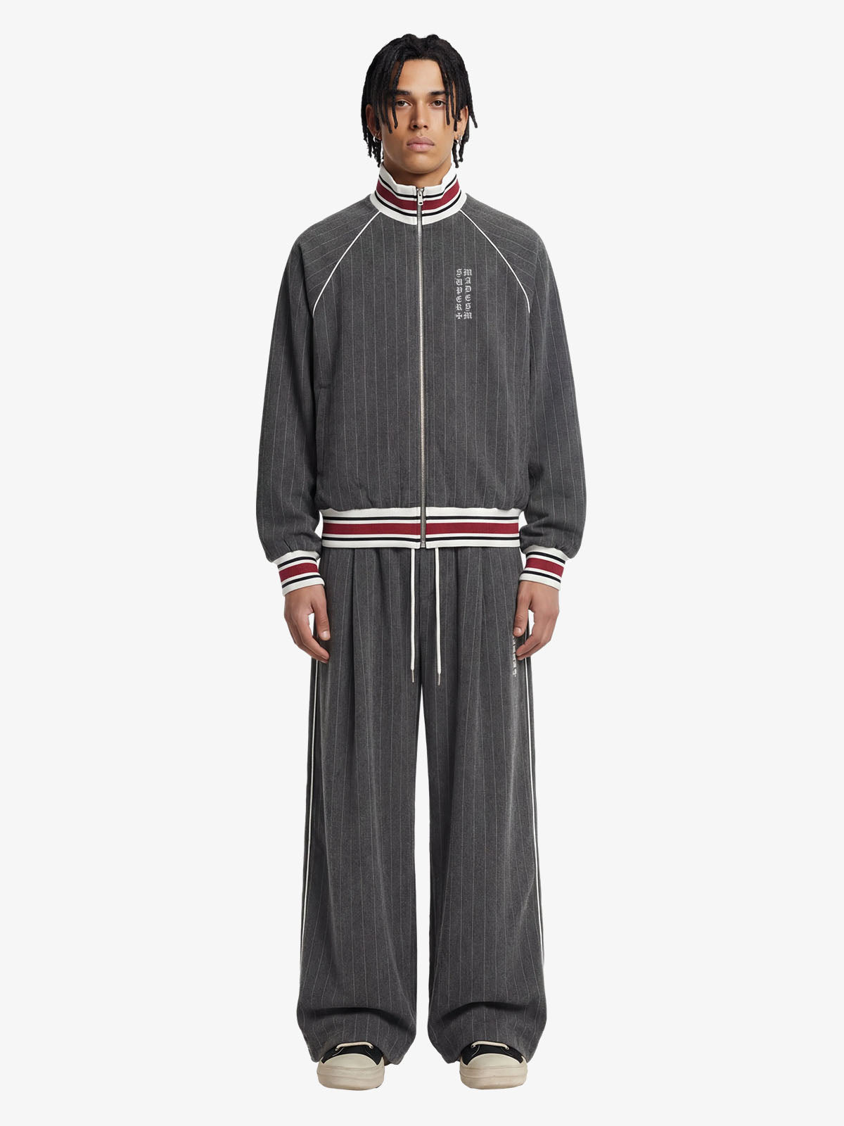 Pinstripe Vertical Embroidery Track Jacket 