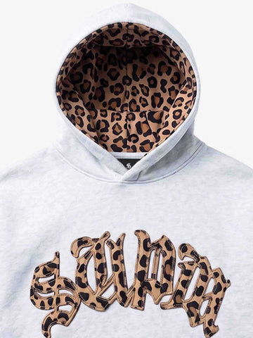 Leoparden-Patchwork-Hoodie & Hosen-Set