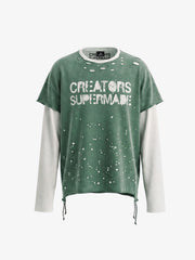 T-shirt à manches longues effet usé deux pièces