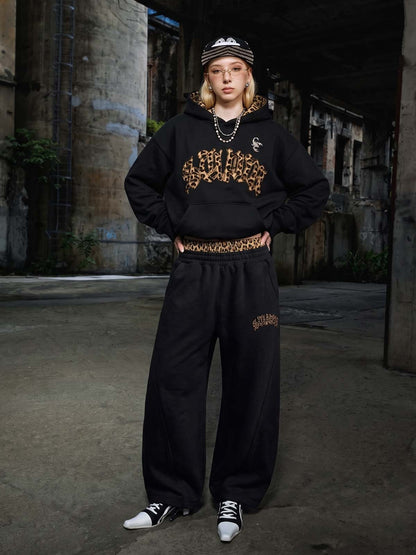 Leopard Patchwork Hoodie & Trousers Set