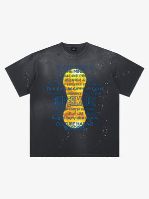 Washed World Cup Trophy Multi-Language Graphic T-Shirt 