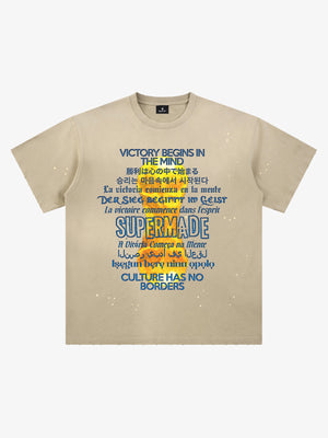 Washed World Cup Trophy Multi-Language Graphic T-Shirt 