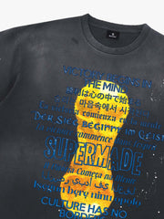 Washed World Cup Trophy Multi-Language Graphic T-Shirt 