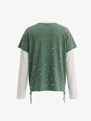 T-shirt à manches longues effet usé deux pièces